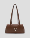 Megan Zipper shoulder bag in light brown leather | Roberto Verino