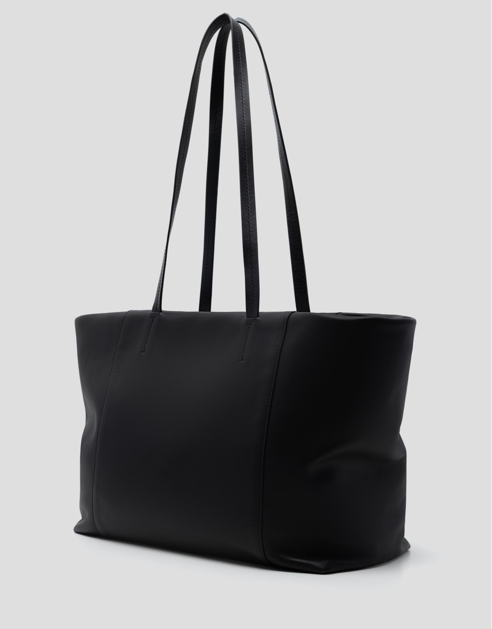 Megan Zipper black leather shopper bag - Woman | Roberto Verino