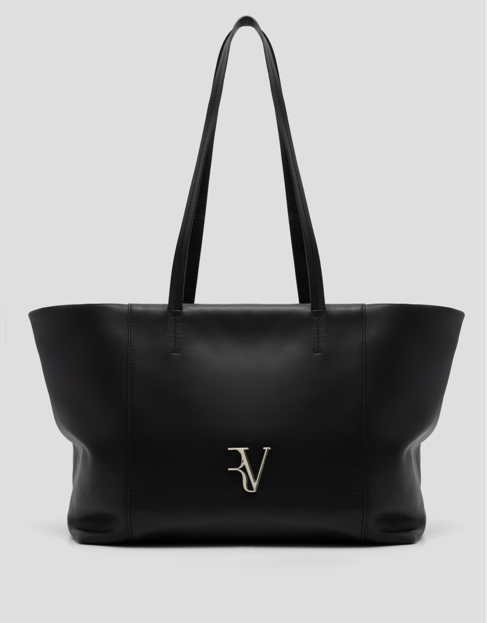 Megan Zipper black leather shopper bag - Woman | Roberto Verino