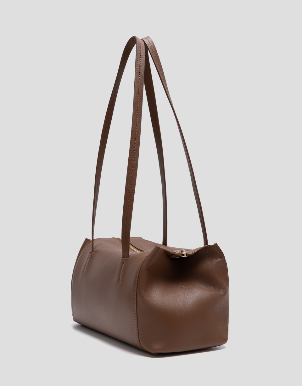 Megan Zipper shoulder bag in light brown leather | Roberto Verino