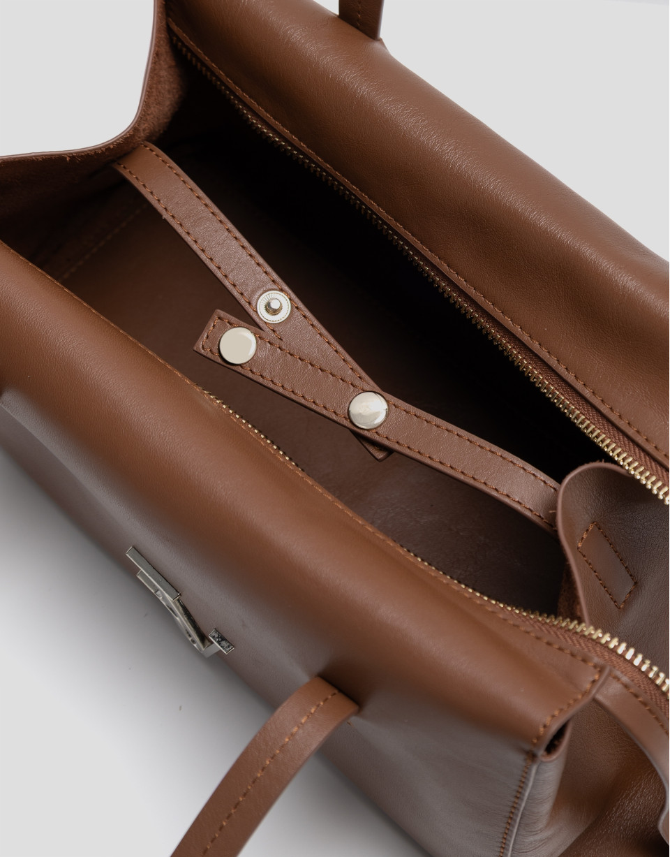Bolso de hombro Megan Zipper piel marrón claro | Roberto Verino