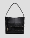 Bolso hobo Chloe piel negra con flecos - Mujer | Roberto Verino