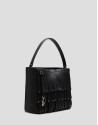 Bolso Bucket Chloe piel negro con flecos | Roberto Verino