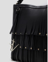 Bolso Bucket Chloe piel negro con flecos | Roberto Verino