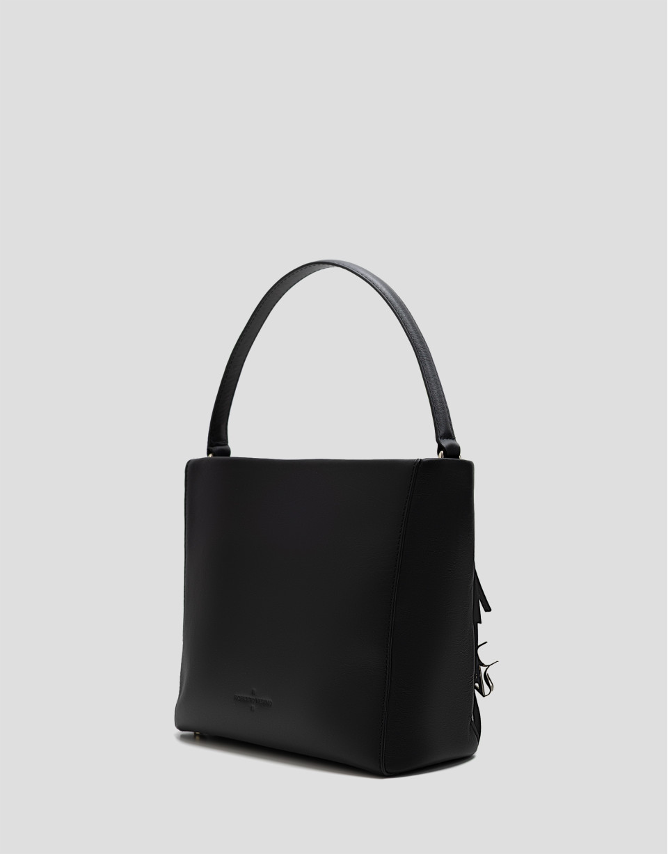 Chloe black leather bucket bag with fringing | Roberto Verino