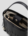 Bolso Bucket Chloe piel negro con flecos | Roberto Verino