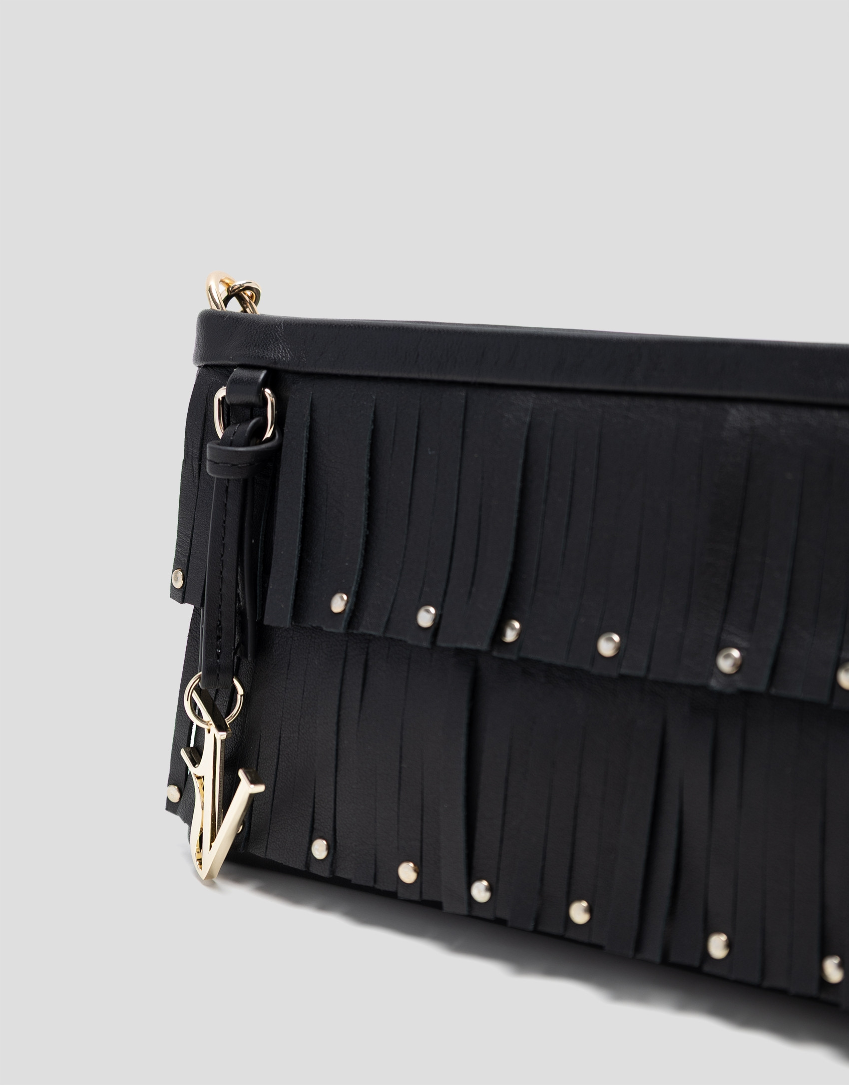 Bolso mini Chloe piel negra con flecos - Mujer | Roberto Verino