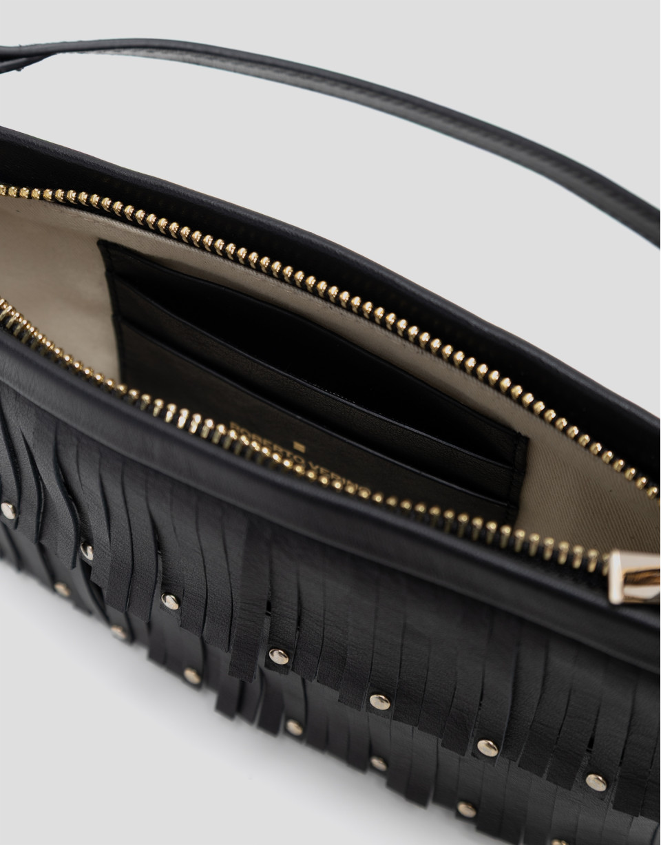 Chloe mini bag in black leather with fringe | Roberto Verino