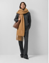 Camel wool scarf with embroidered RV - Woman | Roberto Verino