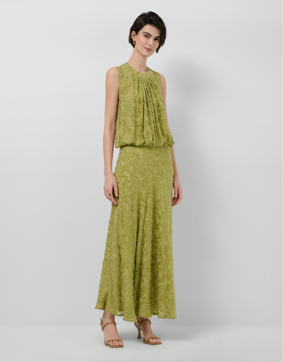 Falda midi en fill coupé verde musgo - Mujer | Roberto Verino