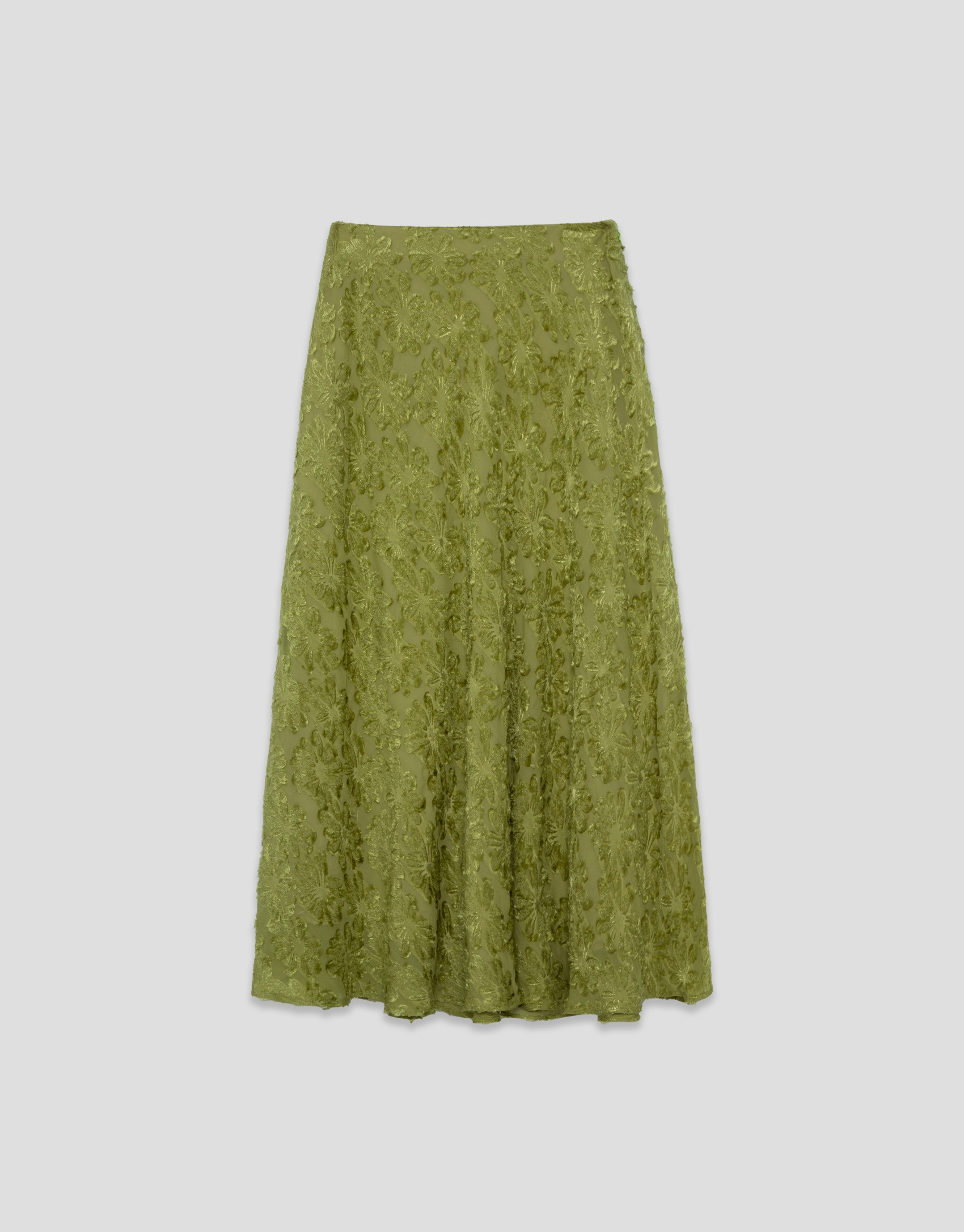 Falda midi en fill coupé verde musgo - Mujer | Roberto Verino