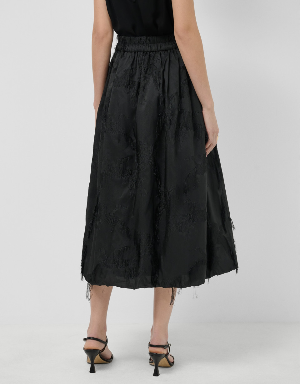 Black balloon skirt with fancy jacquard - Woman | Roberto Verino