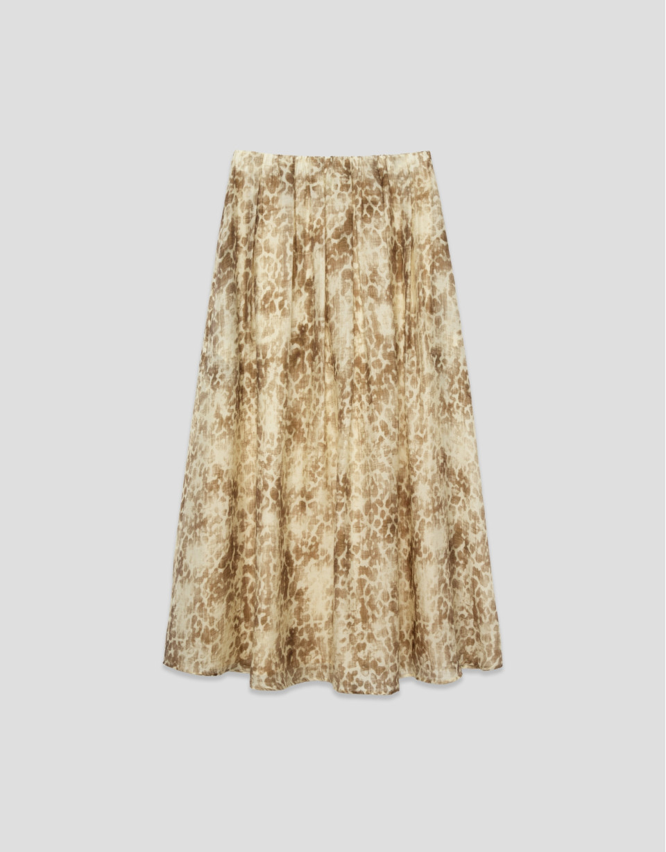 Falda midi crepé estampado tonos beige - Mujer | Roberto Verino
