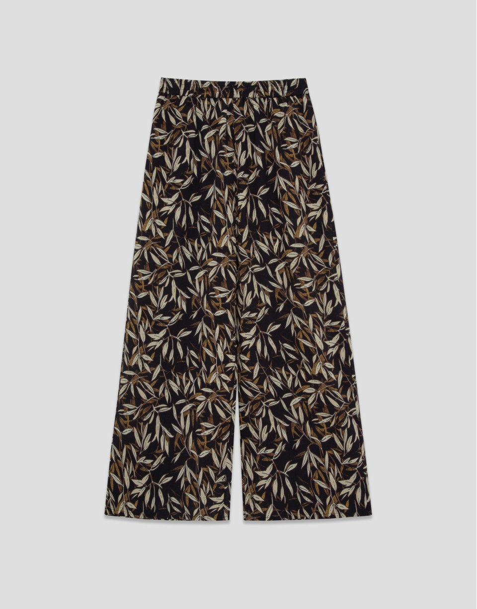 Pantalón palazzo crepé estampado hojas ... | Roberto Verino