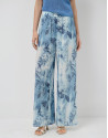 Blue floral print crepe palazzo trousers | Roberto Verino