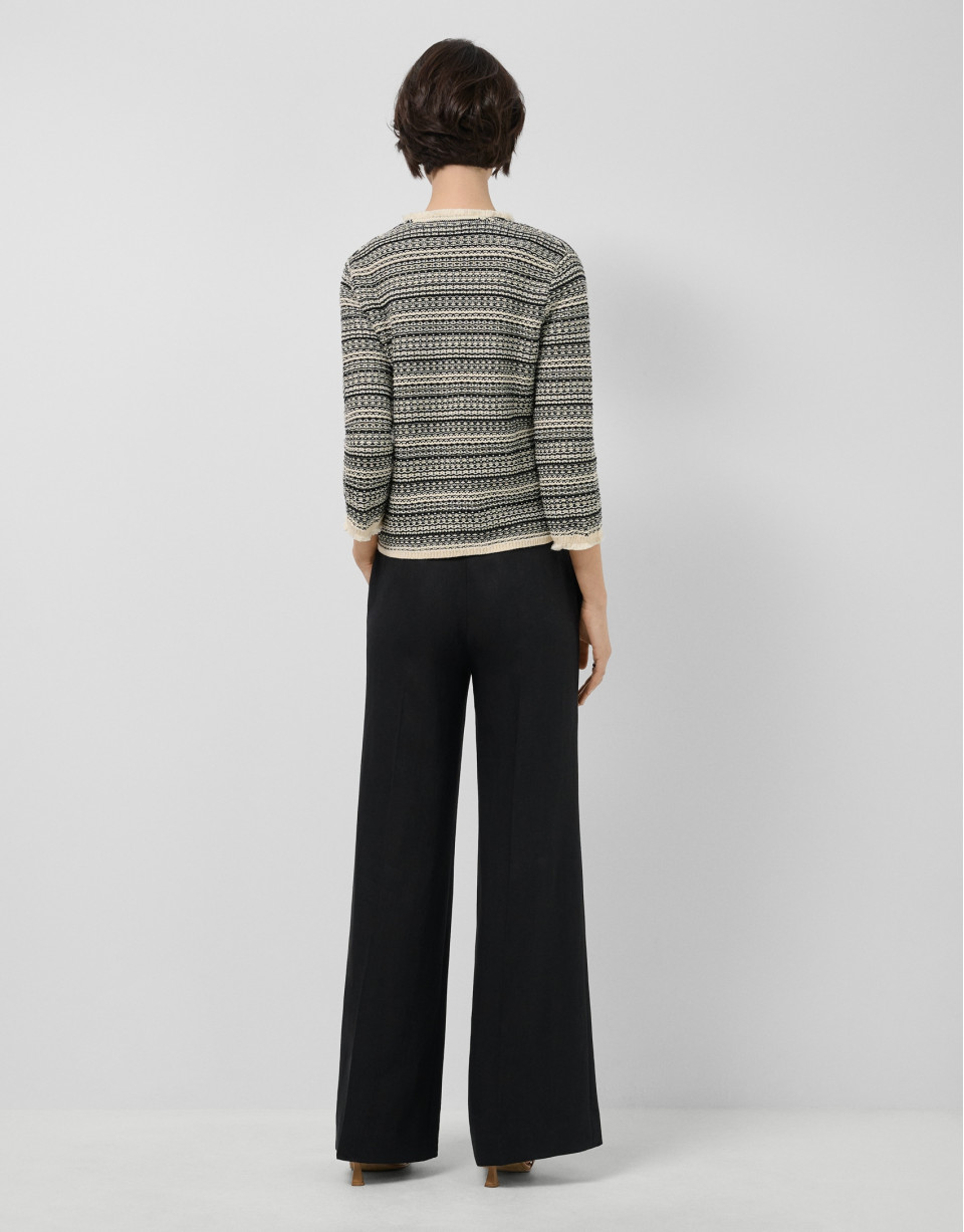 Pantalón recto mezcla lino negro - Mujer | Roberto Verino