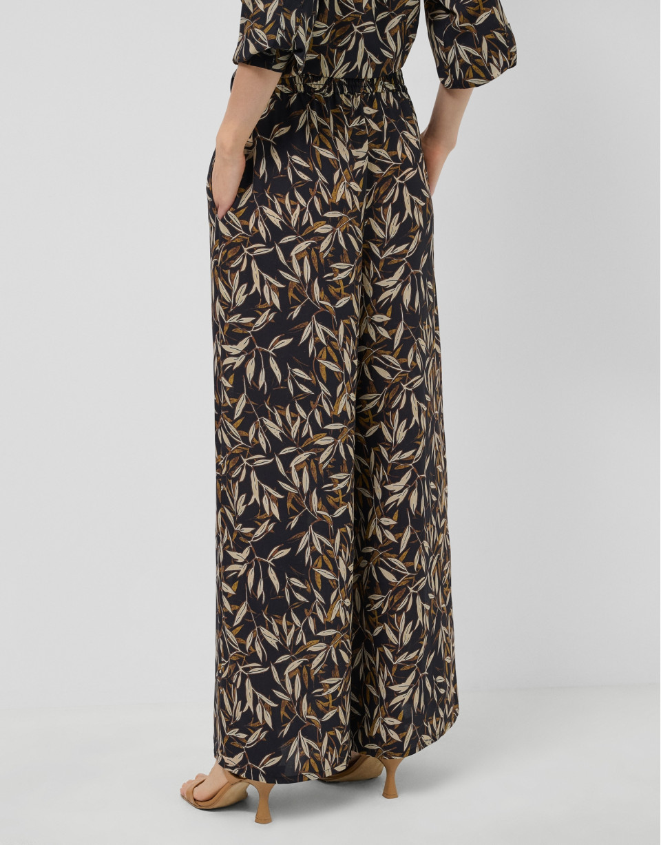 Pantalón palazzo crepé estampado hojas ... | Roberto Verino