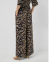 Brown leaf print crepe palazzo trousers - Woman | Roberto Verino