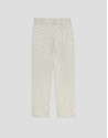 Beige straight-leg trousers with floral ... | Roberto Verino