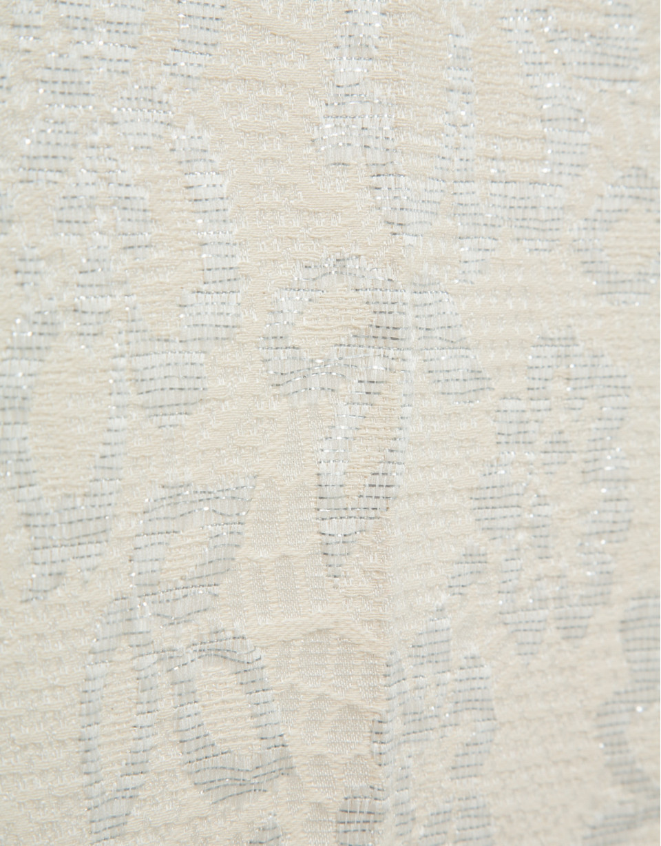 Beige straight-leg trousers with floral ... | Roberto Verino