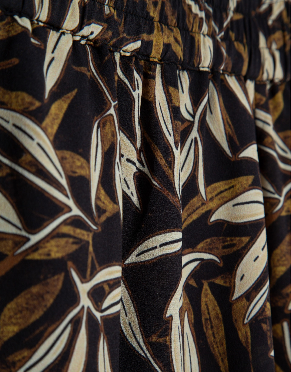 Pantalón palazzo crepé estampado hojas ... | Roberto Verino