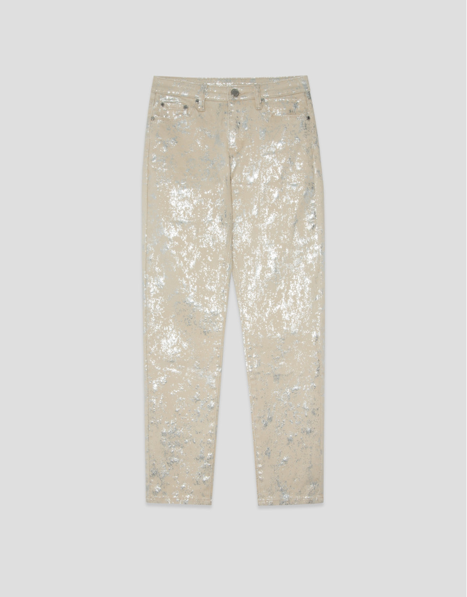 Camel five-pocket trousers with silver ... | Roberto Verino