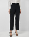 Black crepe straight-leg trousers with slit | Roberto Verino