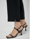 Black crepe straight-leg trousers with slit | Roberto Verino