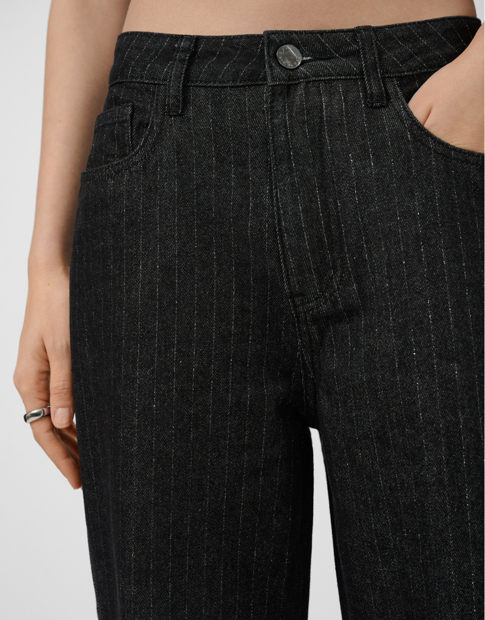 Pantalón vaquero ancho negro con hilo lúrex | Roberto Verino