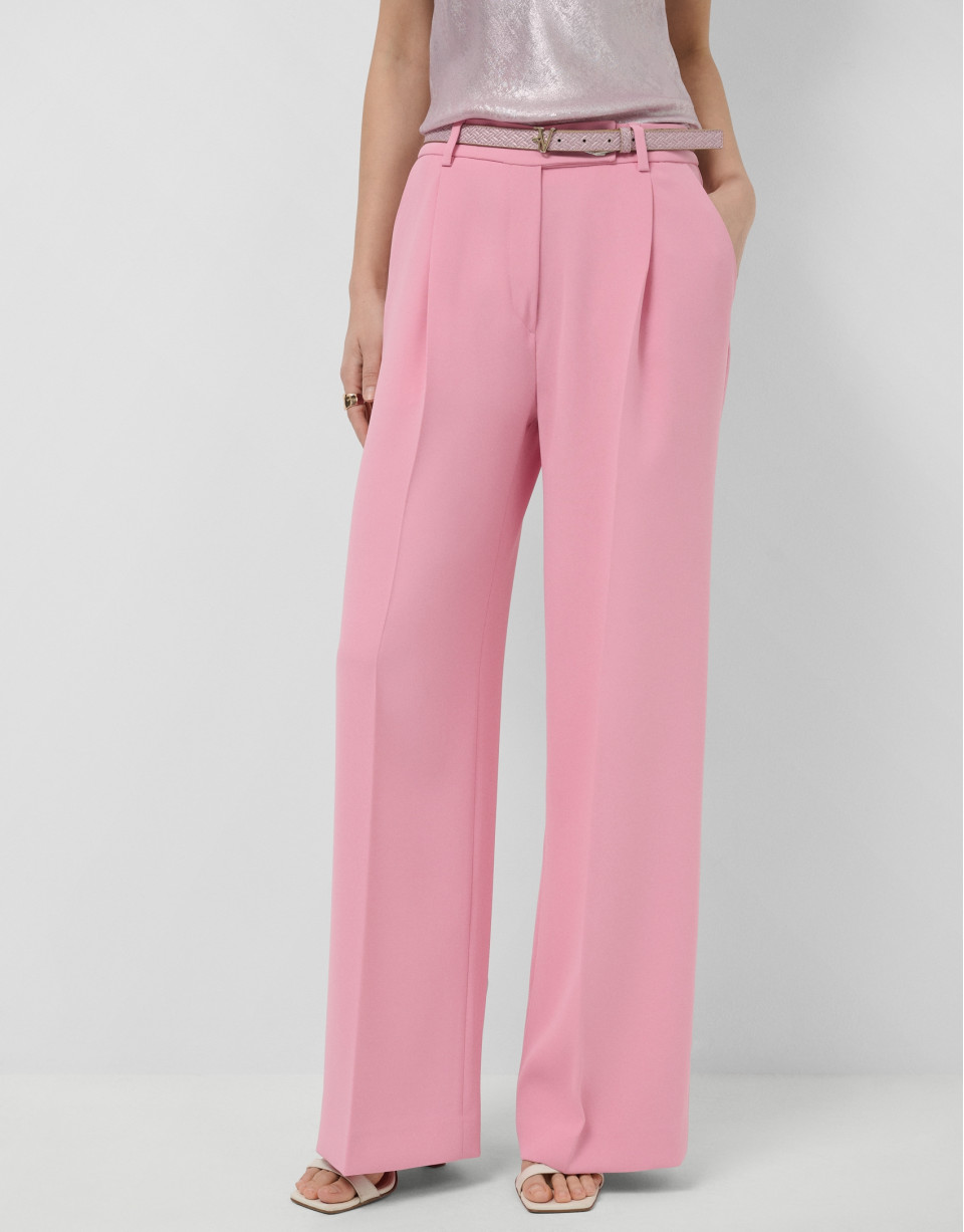 Pantalón recto con pinzas crepé rosa - Mujer | Roberto Verino