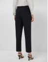 Black crepe straight-leg trousers with slit | Roberto Verino