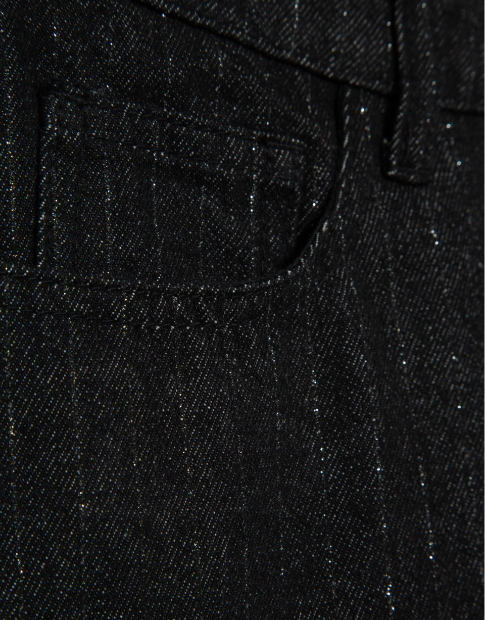 Black wide-leg jeans with lurex thread - Woman | Roberto Verino