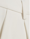 Straight trousers with crepe pleats in ecru | Roberto Verino