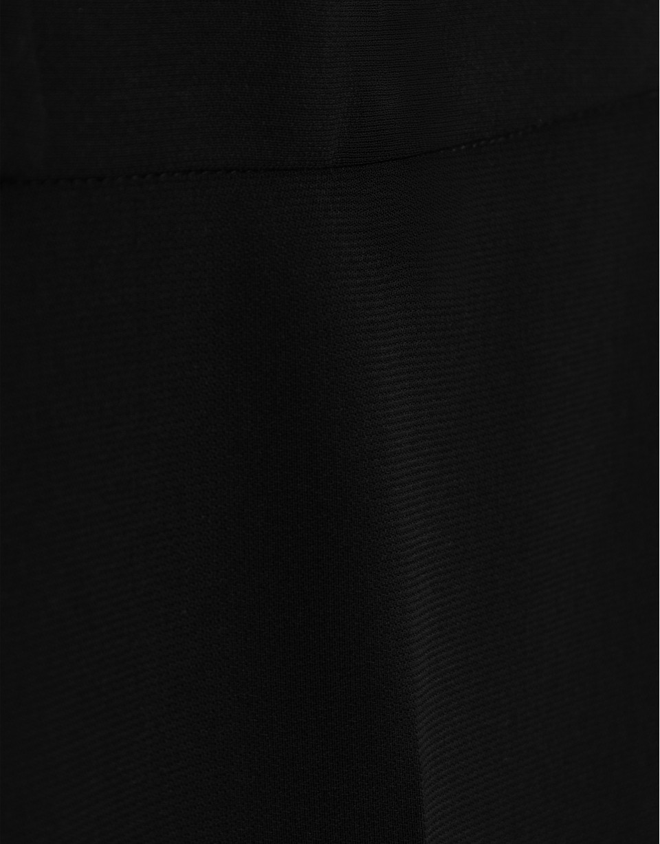 Black crepe straight-leg trousers with slit | Roberto Verino