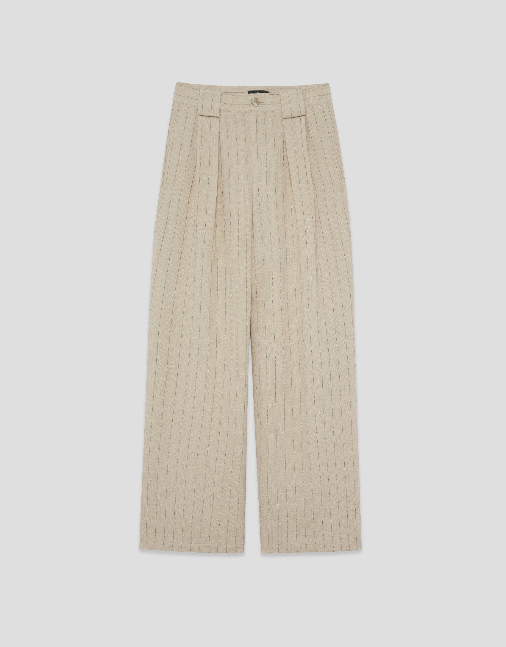 Pantalón con pliegues beige con raya ... | Roberto Verino