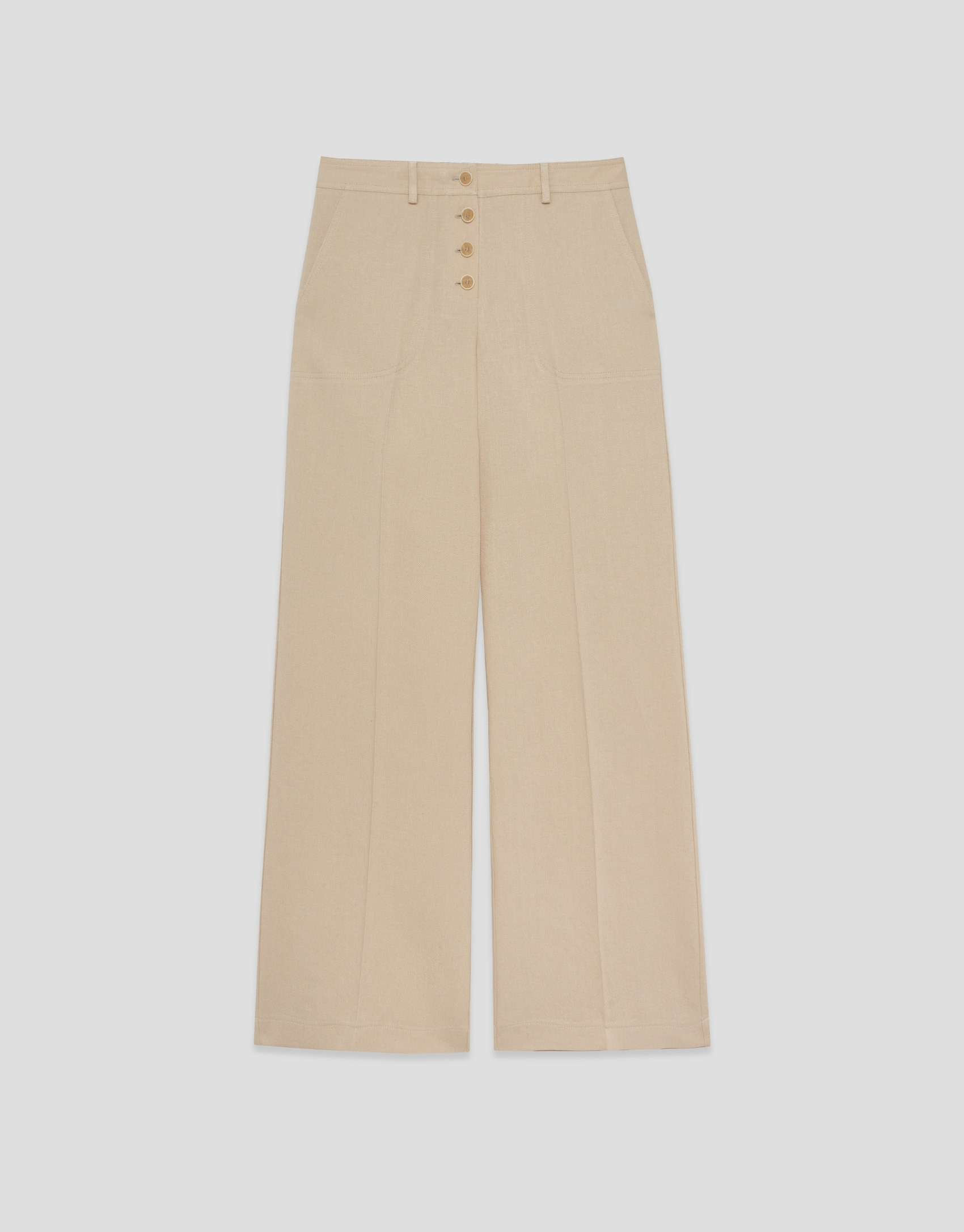 Pantalón ancho con botonadura mezcla lino ... | Roberto Verino