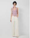Customised wide-leg ecru jeans with waistband | Roberto Verino