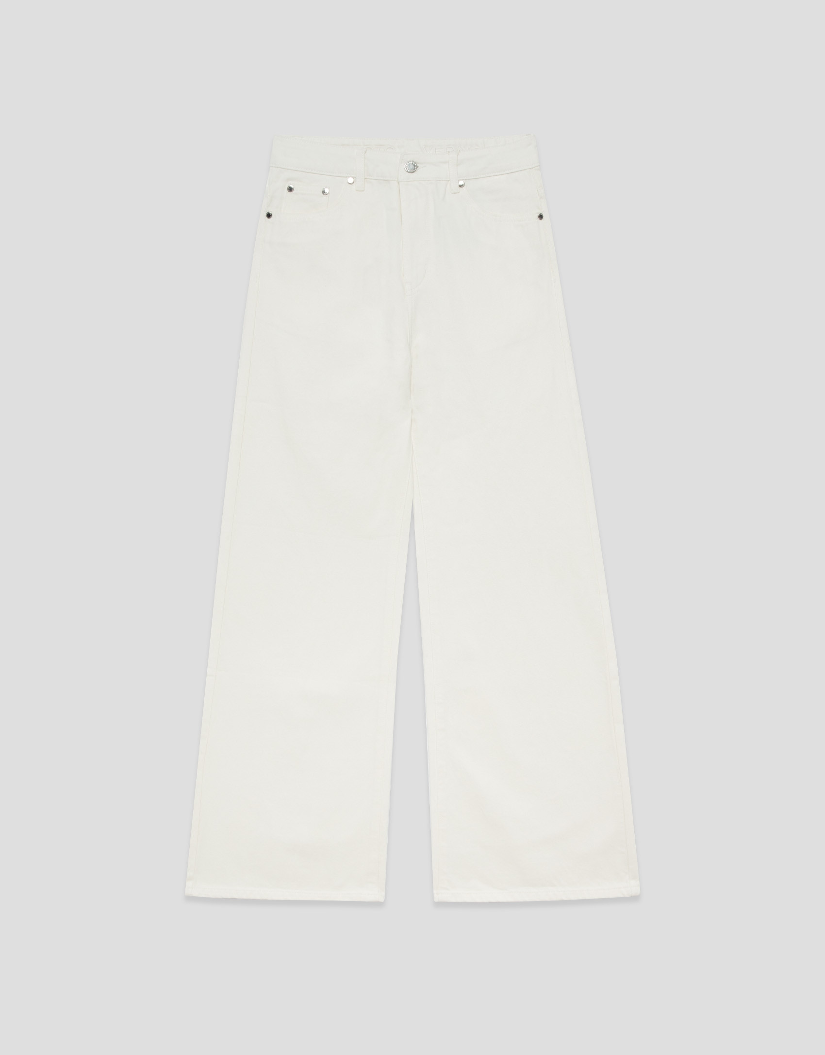 Customised wide-leg ecru jeans with waistband | Roberto Verino