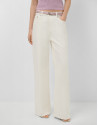 Customised wide-leg ecru jeans with waistband | Roberto Verino