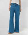 Wide blue jeans with customised waistband | Roberto Verino