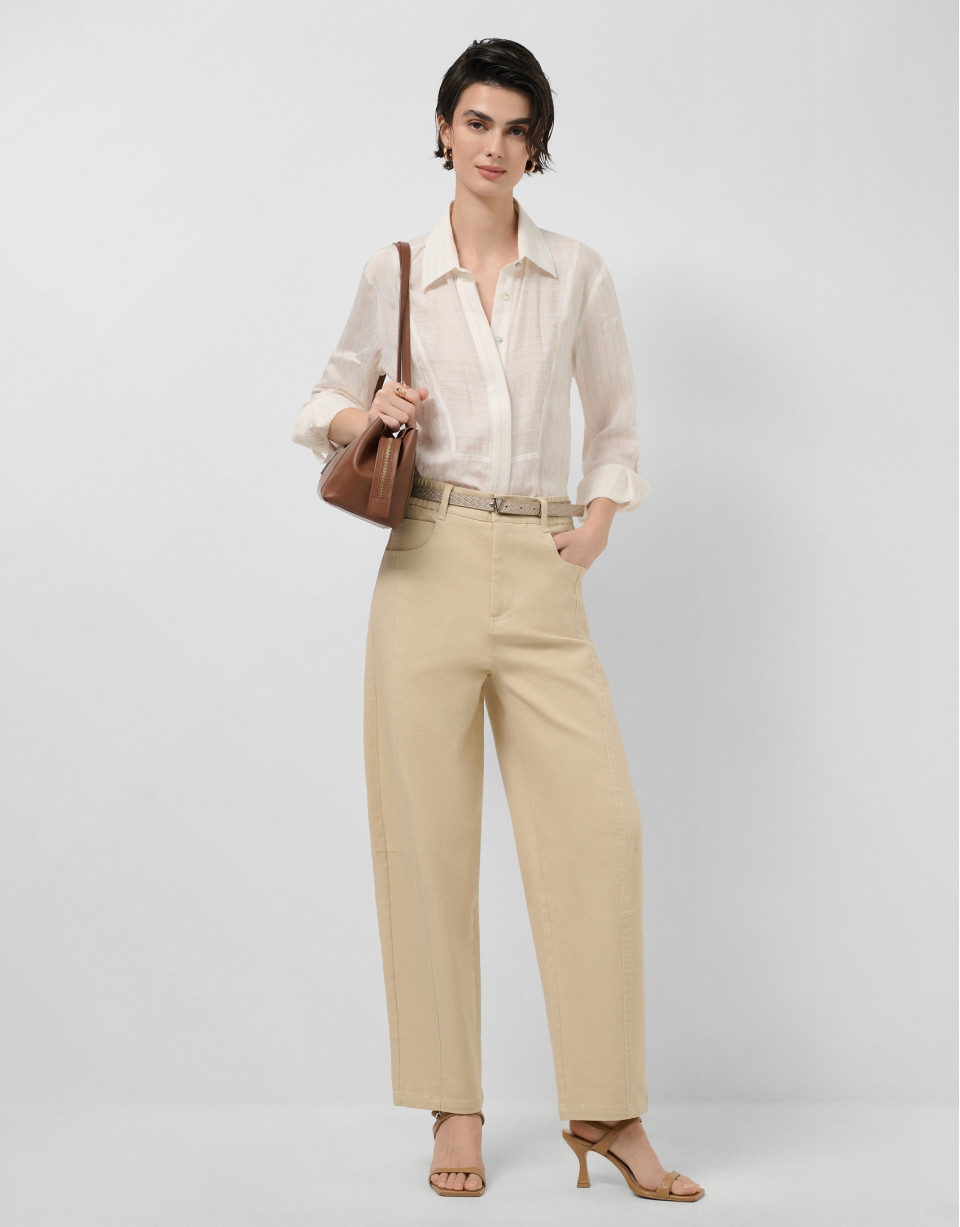 Camel cotton balloon trousers - Woman - SS2026 | Roberto Verino