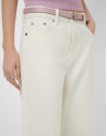 Customised wide-leg ecru jeans with waistband | Roberto Verino
