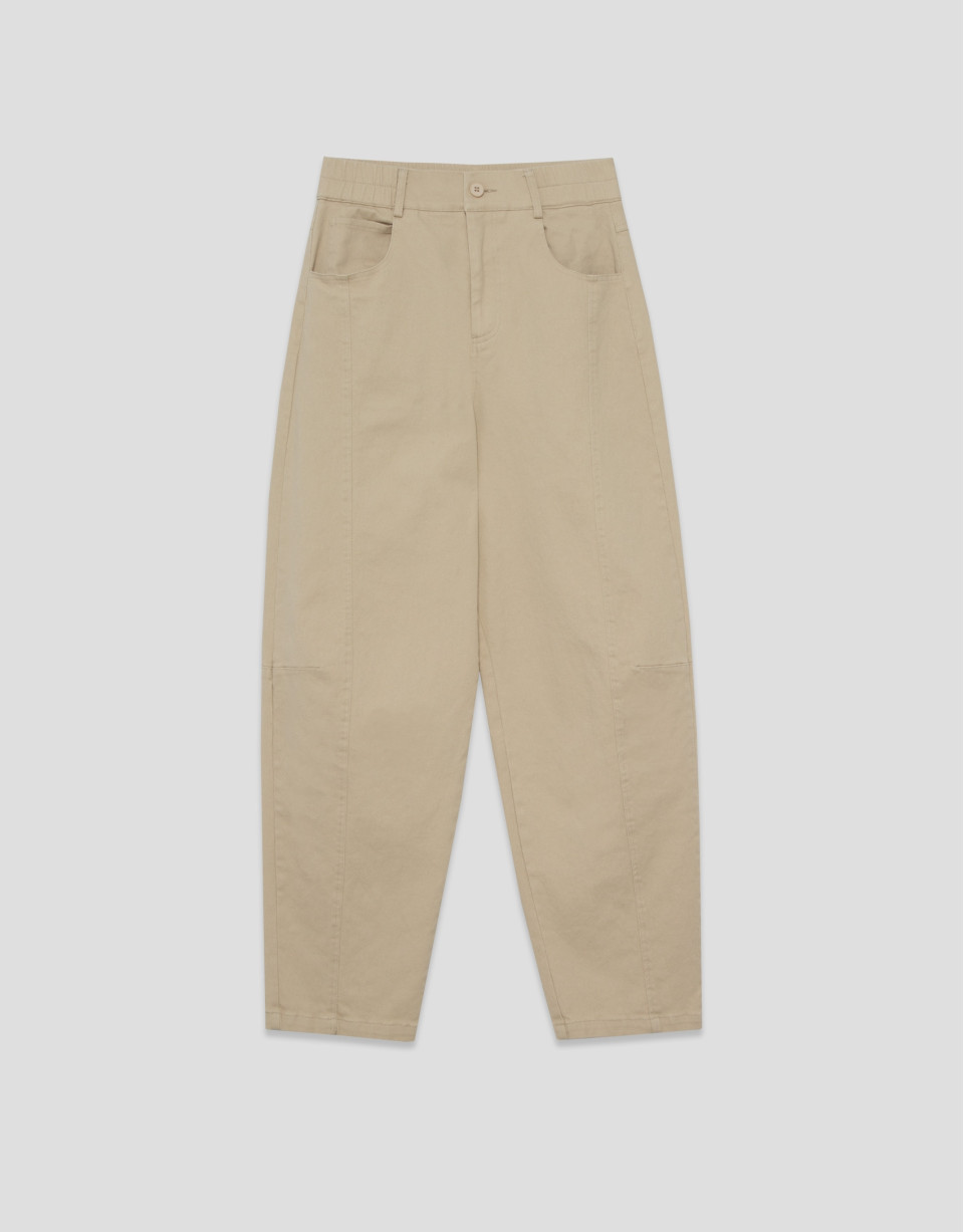 Pantalón corte balloon algodón cámel - Mujer | Roberto Verino