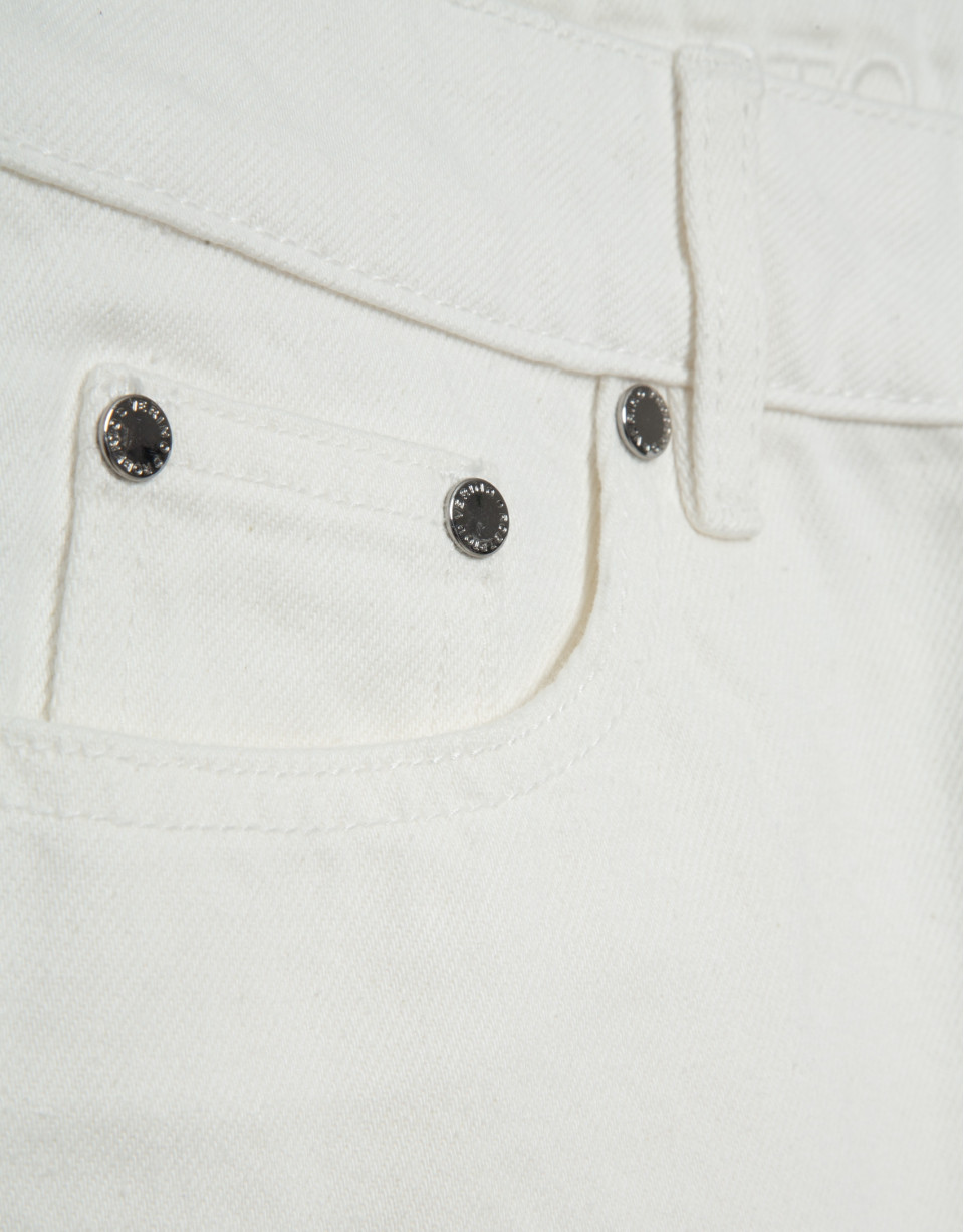Customised wide-leg ecru jeans with waistband | Roberto Verino