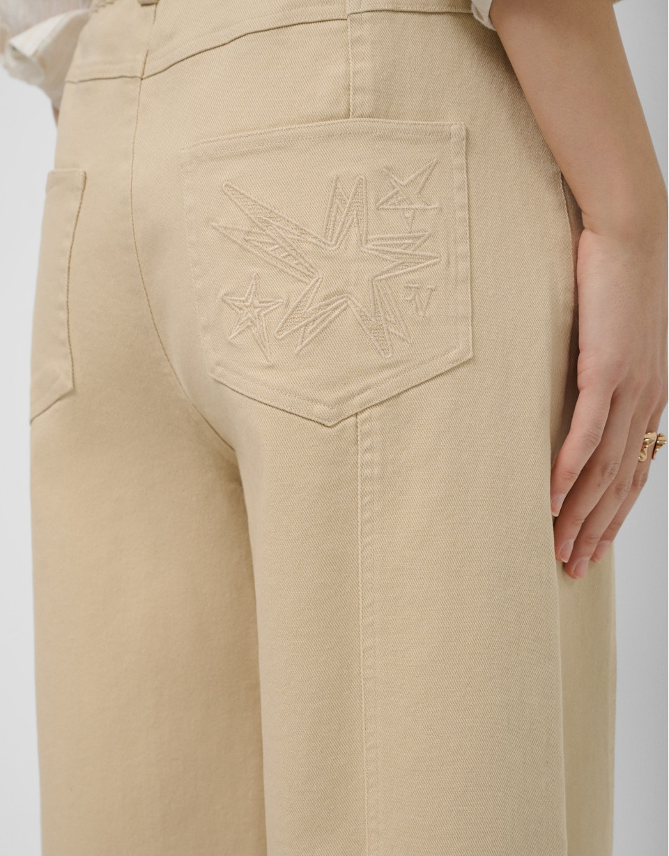 Pantalón corte balloon algodón cámel - Mujer | Roberto Verino