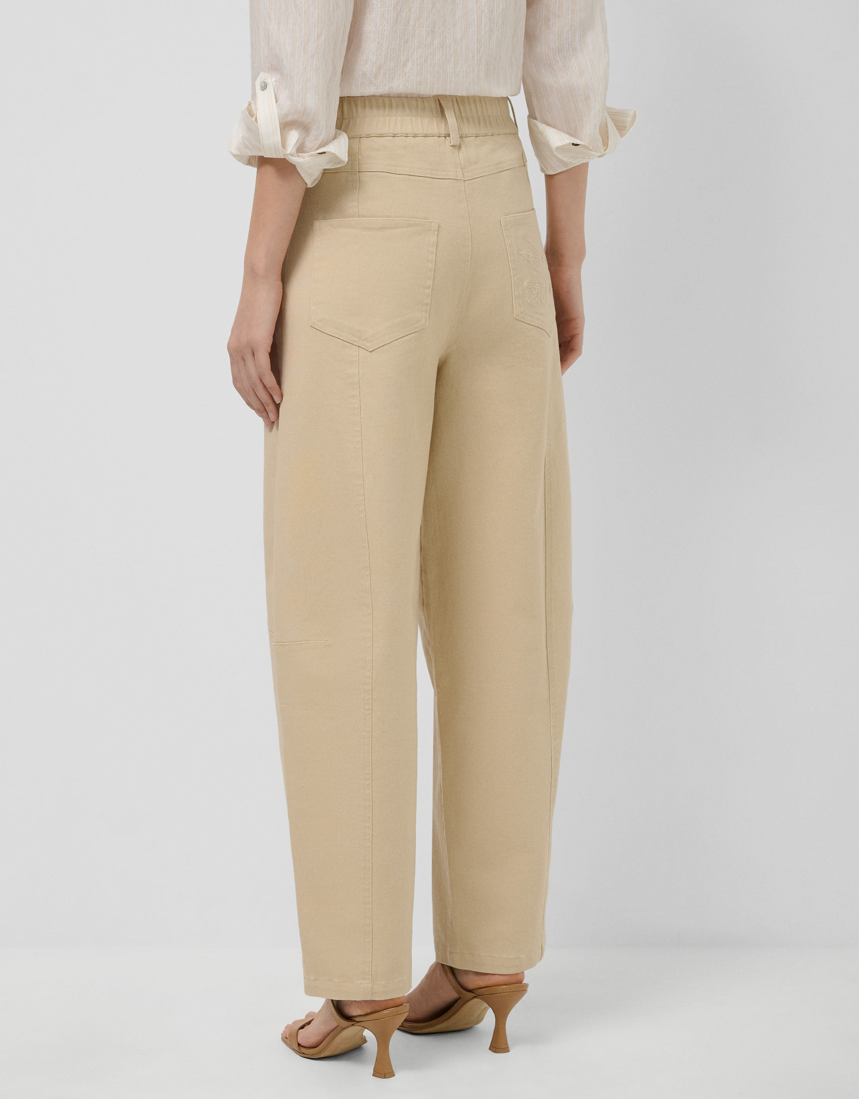 Camel cotton balloon trousers - Woman - SS2026 | Roberto Verino