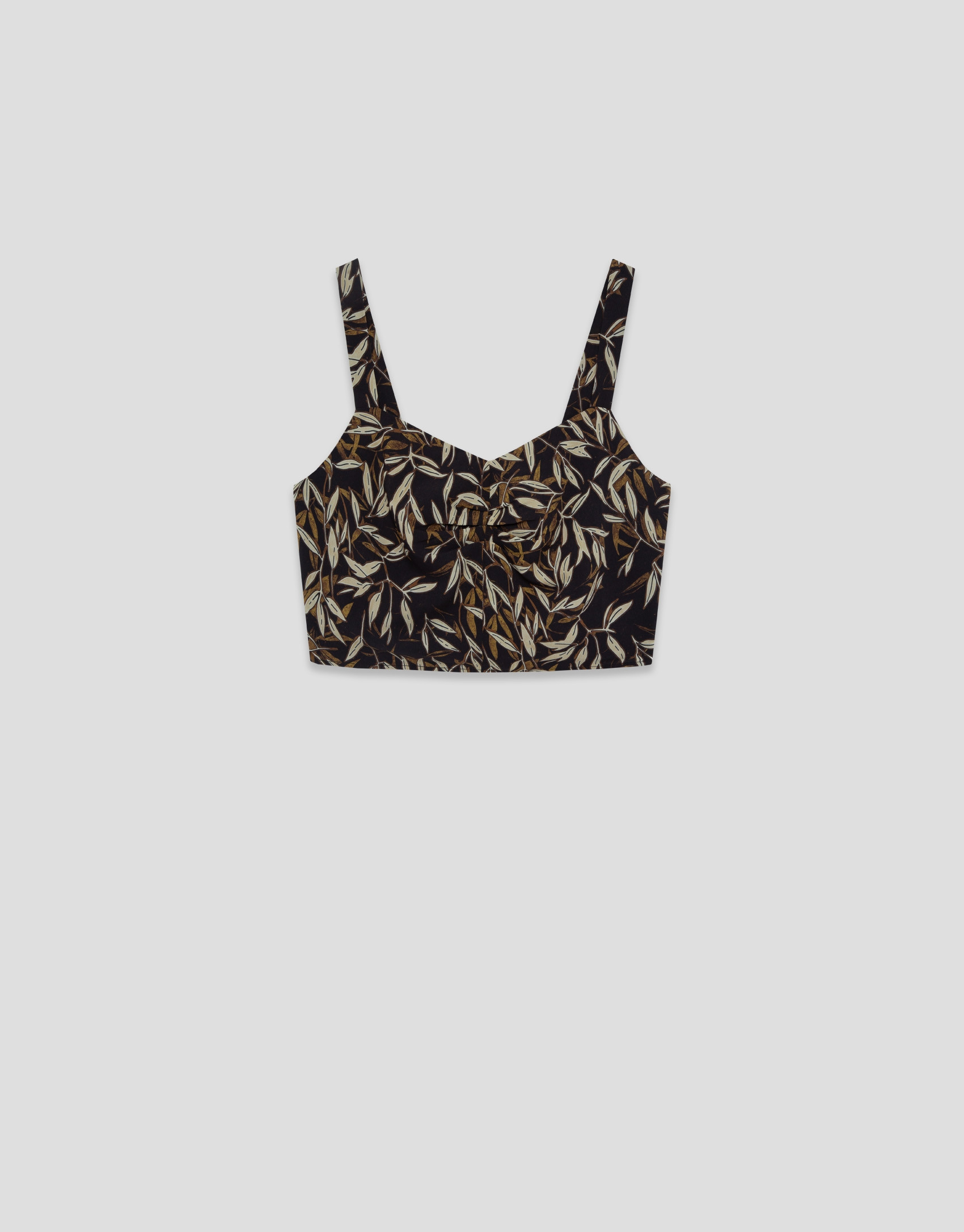 Crop top crepé estampado hojas tonos marrones | Roberto Verino
