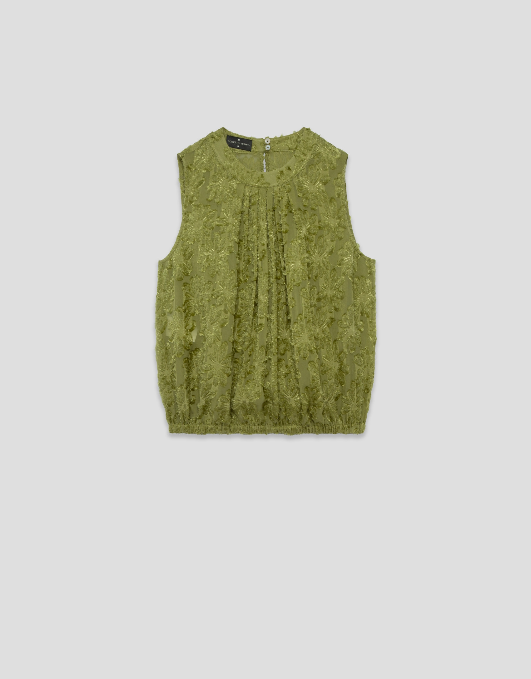 Moss green fill coupé gathered top - Woman | Roberto Verino