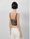 Crop top crepé estampado hojas tonos marrones | Roberto Verino