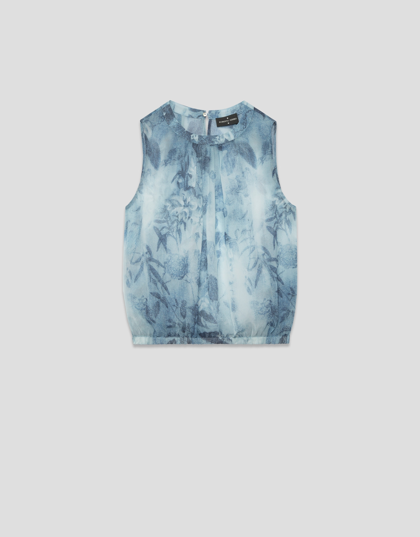 Lightweight blue-toned gathered top - Woman | Roberto Verino